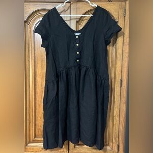 notPERFECTLINEN Black Dress with Button Details
